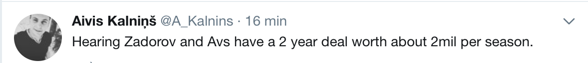 Ça serait fait pour Zadorov au Colorado...