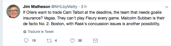 Cam Talbot à Vegas?