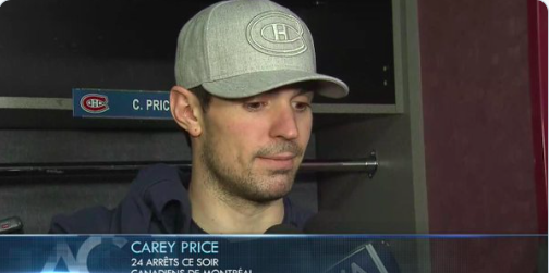 Carey Price a BAISSÉ dans notre estime hier....