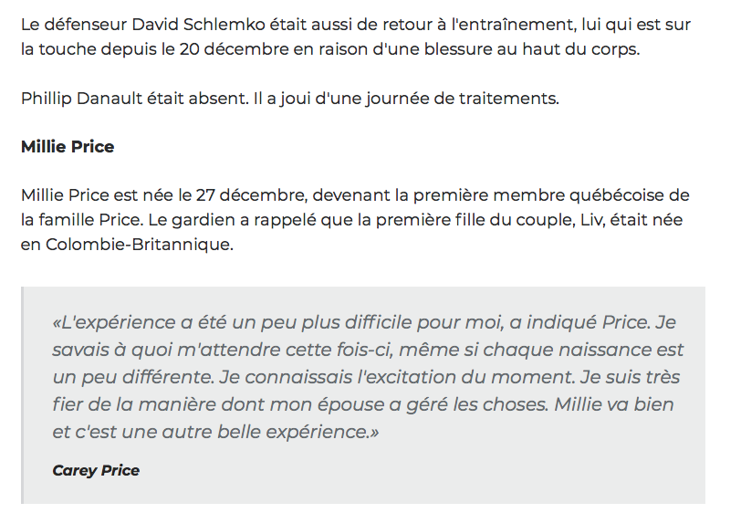 Carey Price BLESSÉ depuis 7 semaines...Carey qui va dormir..Carey le PROTECTEUR...