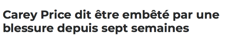 Carey Price BLESSÉ depuis 7 semaines...Carey qui va dormir..Carey le PROTECTEUR...