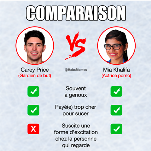 Carey Price comparé à une ACTRICE PORNO....