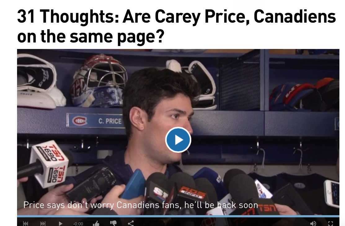 Carey Price et le CH ne sont plus sur la même page...