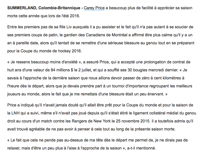 Carey Price le CALICEUX....