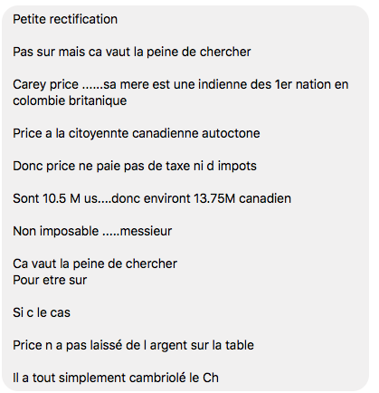  Carey Price ne paie pas d'impôts???????