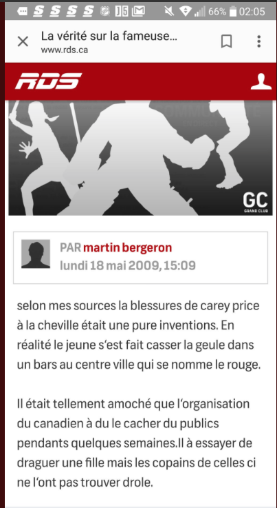 Carey Price s'est fait CASSER la YEULE???????