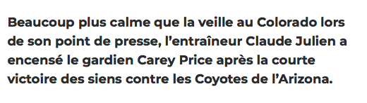 Carey Price sur le TOIT du MONDE....
