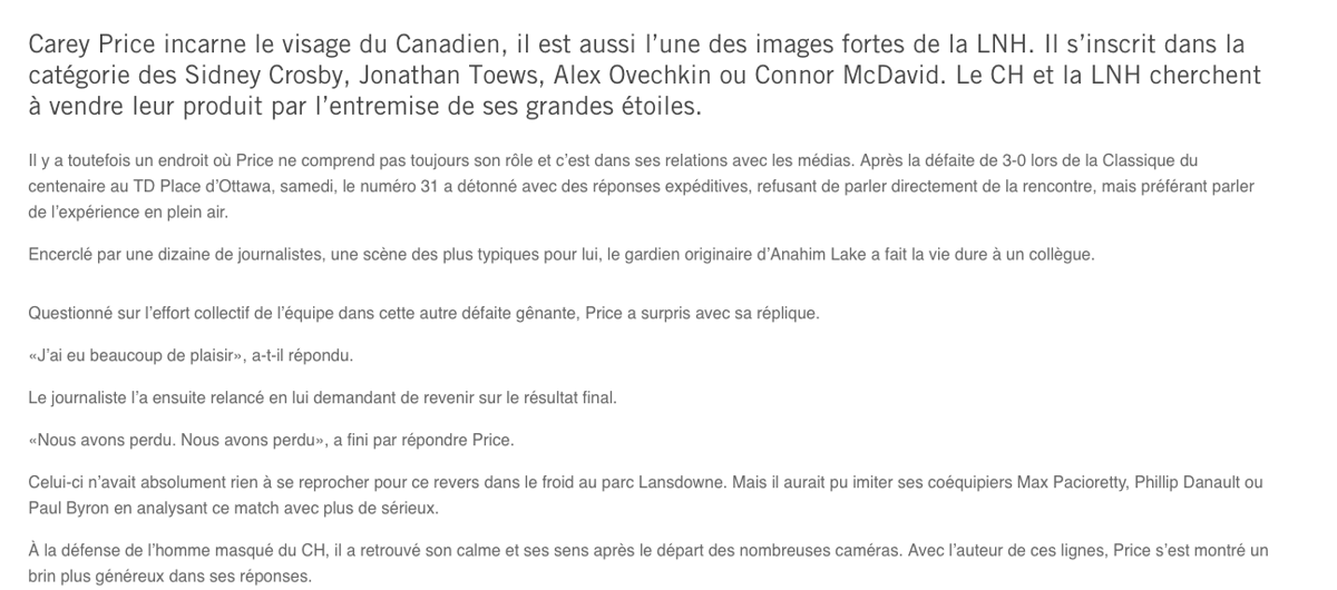 Carey Price vs les MÉDIAS.. Une GUERRE à FINIR..