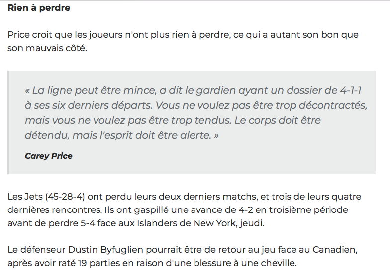 Carey Price y CROIT DUR COMME FER...