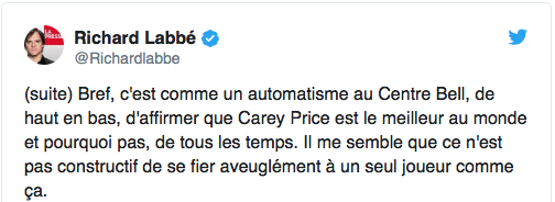 Carey Price...a de moins en moins d'amis..