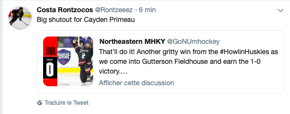 Cayden Primeau...Une Autre victoire où il a été le HÉROS..