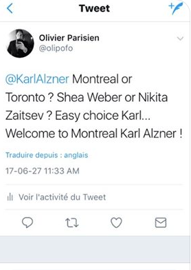 Ce qui est en train de convaincre Karl Alzner de jouer à Montréal?