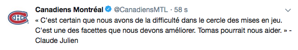 C'est BEN le genre à Claude Julien, de le faire jouer pour ça...