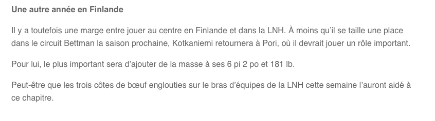 C'est bien beau que...Jesperi Kotkaniemi veuille jouer à Montréal...MAIS....