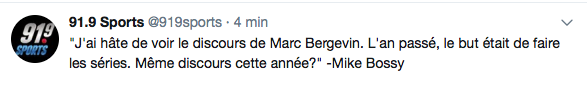 C'est clair que ça va être le même discours cette année...