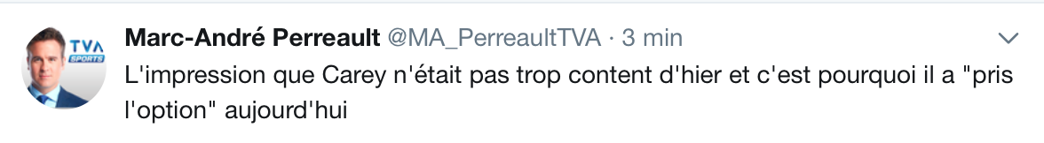 C'est encore Carey Price qui décide quand il joue...