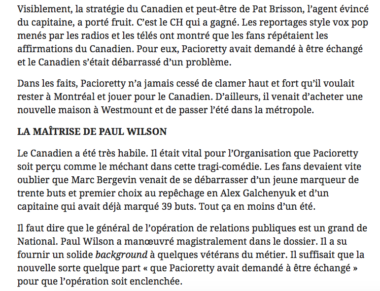 C'est grâce à Pat Brisson la TAUPE.. Et par esprit de VENGEANCE... Que Max Pacioretty a été COULÉ dans l'estime des Québécois...