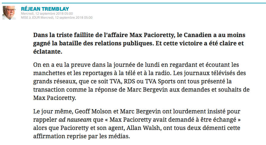 C'est grâce à Pat Brisson la TAUPE.. Et par esprit de VENGEANCE... Que Max Pacioretty a été COULÉ dans l'estime des Québécois...