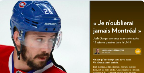 C'est Josh Gorges qui parlé en PREMIER dans le dos de PK Subban....