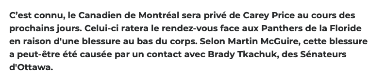 C'est la FAUTE de Brady Tkachuk...