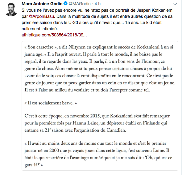 C'est là où le dépisteur finlandais du CH a eu un ÉCLAIRde GÉNIE.