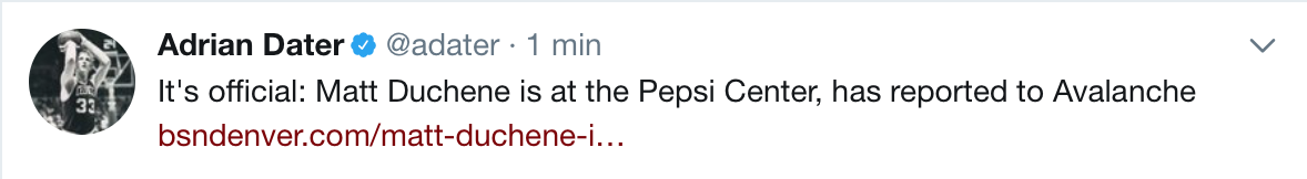 C'est officiel, Matt Duchene a arrêté de bouder...