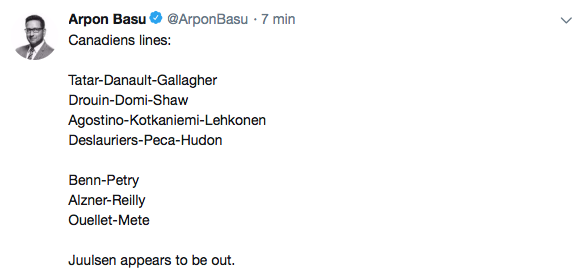 C'est sûr que Montréal va gagner ce soir...