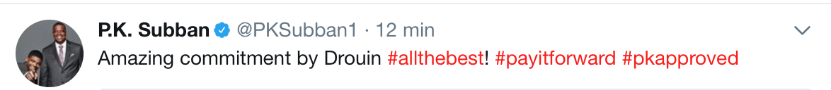 C'était une question de temps avant que PK commente le don de Jonathan Drouin...