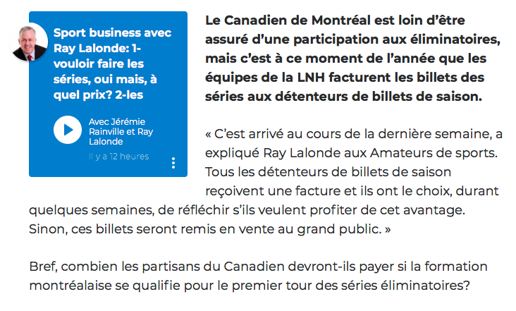 Ceux qui vont vouloir aller voir le CH en séries...