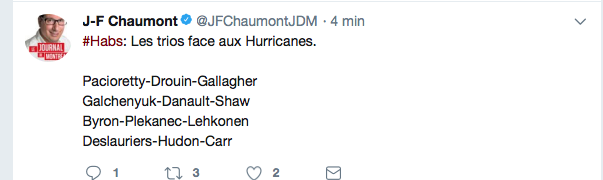  Charles Hudon au CENTRE..