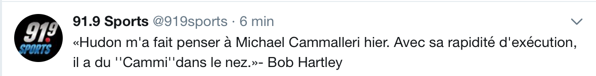 Charles Hudon comparé à Michael Cammalleri...