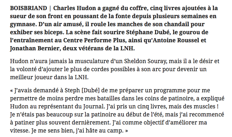 Charles Hudon, est bien un disciple de Marc Bergevin...