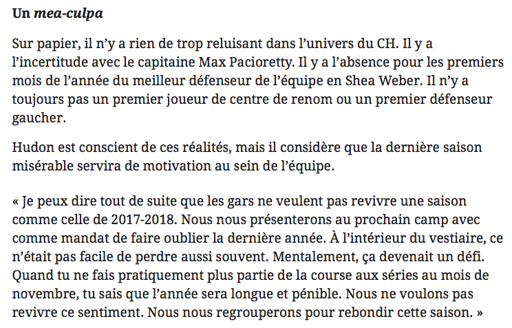 Charles Hudon, est bien un disciple de Marc Bergevin...