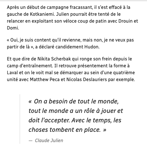 Charles Hudon... Est vraiment le CHOUCHOU des médias québécois...