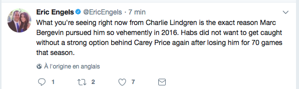 Charlie Lindgren..Le MEILLEUR COUP de Marc Bergevin..