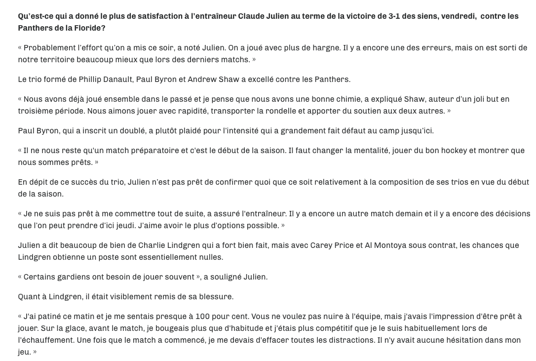 Claude Julien a encore évité toutes les questions à propos de Chucky..