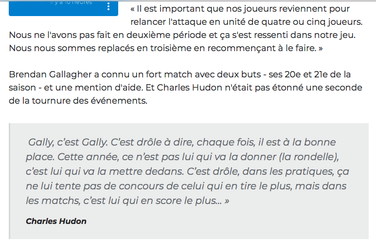 Claude Julien a SAUTÉ une COCHE entre la 2e et la 3e...