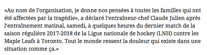 Claude Julien avait promis qu'il égalerait la plus grosse participation dans le vestiaire..