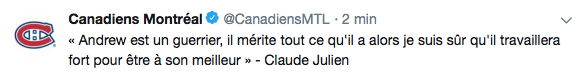 Claude Julien continue de taper sur Andrew Shaw...