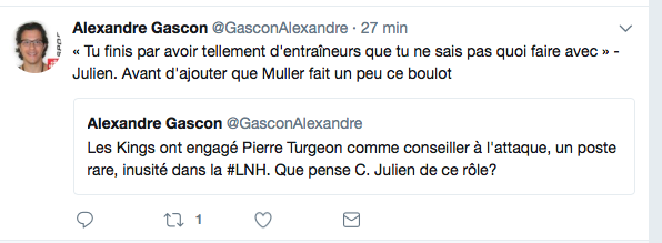 Claude Julien CRACHE sur Pierre Turgeon!!!!