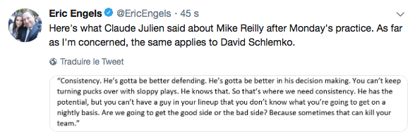 Claude Julien déteste Mike Reilly...