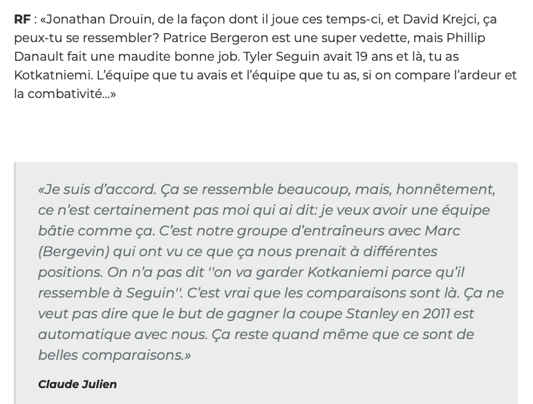 Claude Julien dit à Ron Fournier...