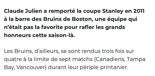 Claude Julien dit à Ron Fournier...