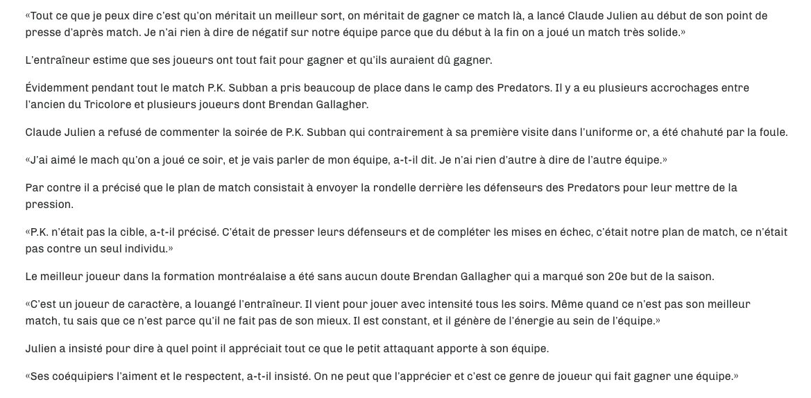Claude Julien doit arrêter...De CHOUCHOUTER ses perdants...