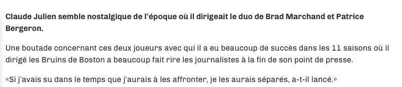  Claude Julien est vraiment un PLEIN de M....