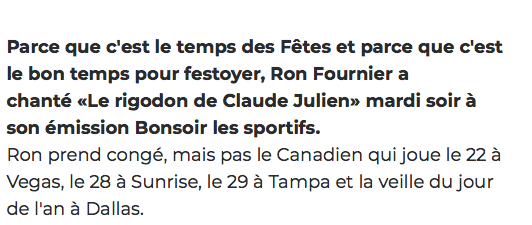 Claude Julien et son RIGODON..