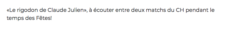 Claude Julien et son RIGODON..