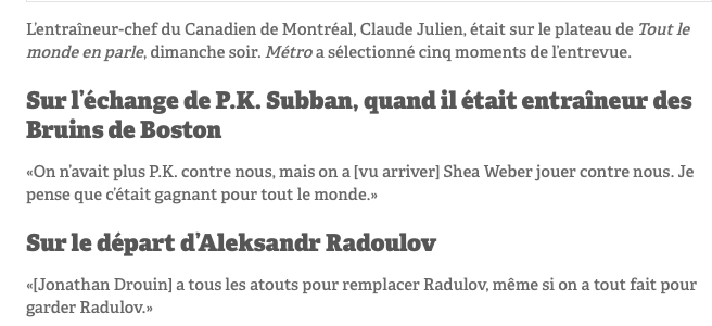 Claude Julien, le BON JACK à TOUT LE MONDE EN PARLE...