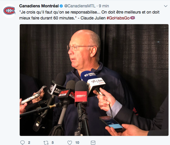 Claude Julien n'a pas voulu aborder la chicane avec Marc Bergevin...