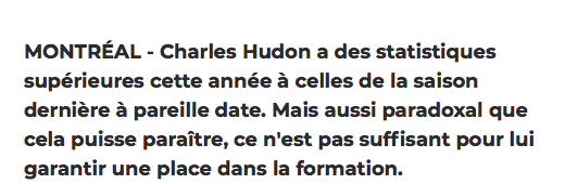 Claude Julien nous jure qu'il n'y a pas de problème entre lui et Charles Hudon...